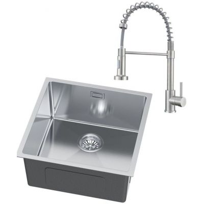 Ruvetti Cooksy Steel Chef zlewozmywak 44x44 cm z baterią stal LPCSC4444BSSE