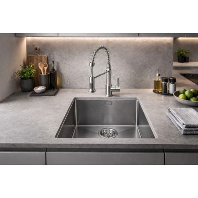 Ruvetti Cooksy Steel Chef zlewozmywak 44x44 cm z baterią stal LPCSC4444BSSE