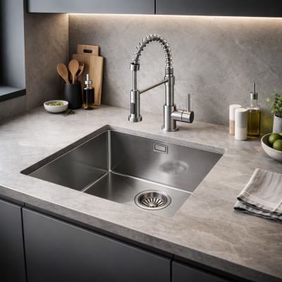 Ruvetti Cooksy Steel Chef zlewozmywak 44x44 cm z baterią stal LPCSC4444BSSE