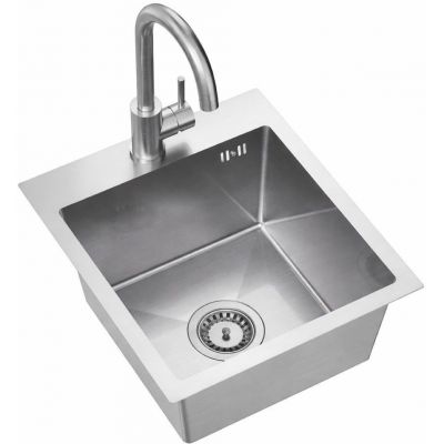 Ruvetti Look zlewozmywak 45x40 cm z baterią stal LPLOOK405200BSF