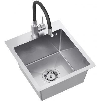 Ruvetti Look zlewozmywak 45x40 cm z baterią stal/czarny LPLOOK405200BSS