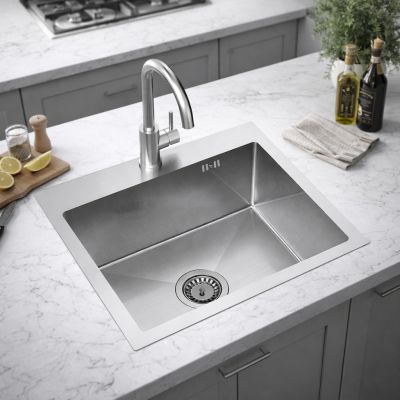 Ruvetti Look zlewozmywak 50x45 cm z baterią stal LPLOOK505200BSF