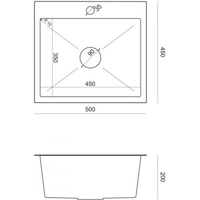 Ruvetti Look zlewozmywak 50x45 cm z baterią stal LPLOOK505200BSF