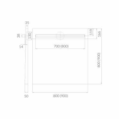 Schedline Slight Line S1 brodzik podpłytkowy 80 cm 10ST.1S2-8080