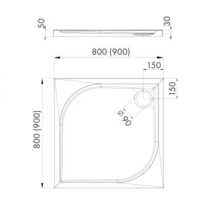 Schedline Canes brodzik kwadratowy 90x90 cm biały 3SP.C1K-9090