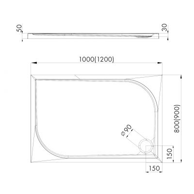 Schedline Canes brodzik prostokątny 120x90 cm biały 3SP.C1P-90120