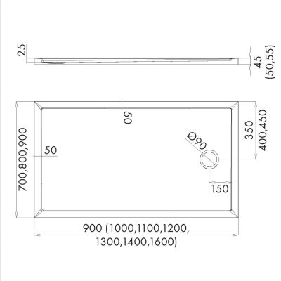Schedline Estima brodzik prostokątny 110x80 cm kompozyt Stonicryl biały 3SP.E1P-80110