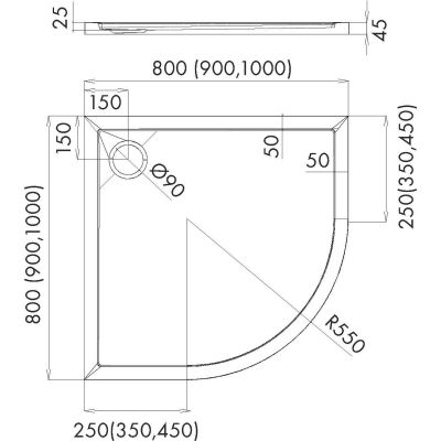 Schedline Estima brodzik 90x90 cm półokrągły kompozyt Stonicryl biały 3SP.E2O-9090