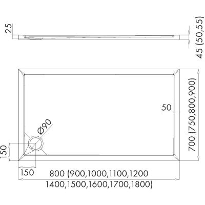 Schedline Estima brodzik 140x80 cm prostokątny kompozyt Stonicryl biały 3SP.E2P-80140