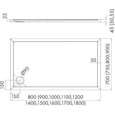 Schedline Estima brodzik 140x90 cm prostokątny kompozyt Stonicryl biały 3SP.E2P-90140