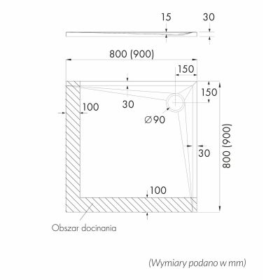 Schedline Libra Black Stone brodzik kwadratowy 90x90 cm czarny 3SP.L1K-9090/C/ST
