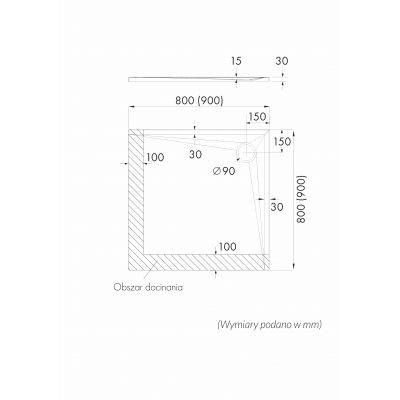 Schedline Libra Cement Stone brodzik kwadratowy 90x90 cm cement 3SP.L1K-9090/CT/ST