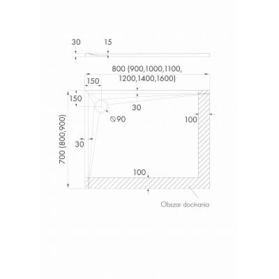 Schedline Libra Cement Stone brodzik prostokątny 110x90 cm cement 3SP.L1P-90110/CT/ST