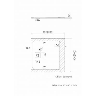 Schedline Magnific White Stone brodzik kwadratowy z maskownicą 90x90 cm biały 3SP.M1K-9090/B/ST-M9/B/ST