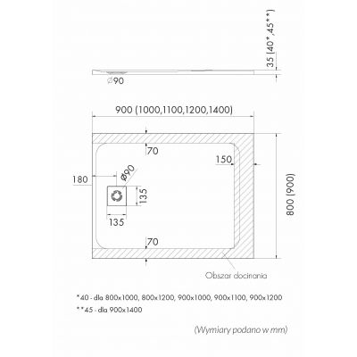 Schedline Magnific White Stone brodzik prostokątny z maskownicą 120x80 cm biały 3SP.M1K-80120/B/ST-M9/B/ST