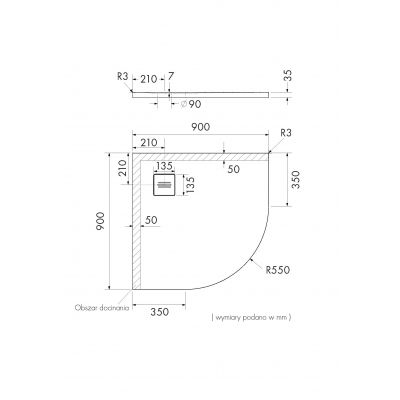 Schedline Protos White Stone brodzik 90x90 cm półokrągły biały kamień 3SP.P1O-9090/B/ST-M1/B/ST