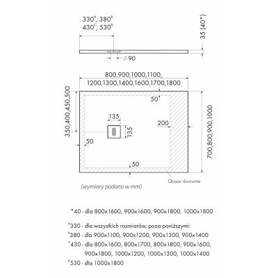 Schedline Protos White Stone brodzik prostokątny z maskownicą 160x80 cm biały 3SP.P1P-80160/B/ST-M1/B/ST