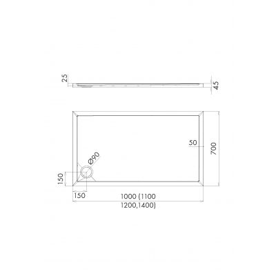 Schedline Sharper brodzik 120x80 cm prostokątny biały 3S.S1P-80120