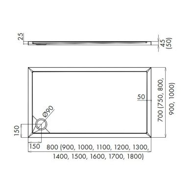 Schedline Sharper brodzik 100x90 cm prostokątny biały 3S.S1P-90100