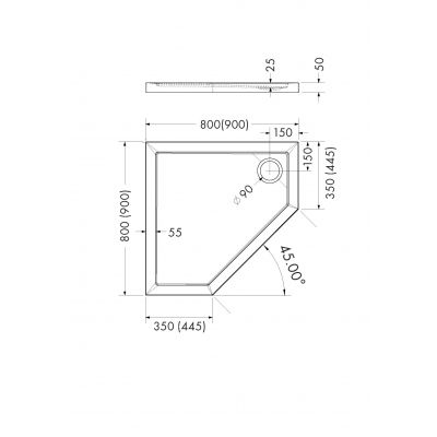 Schedline Sharper brodzik 80x80 cm prostokątny biały 3S.S1PK-8080