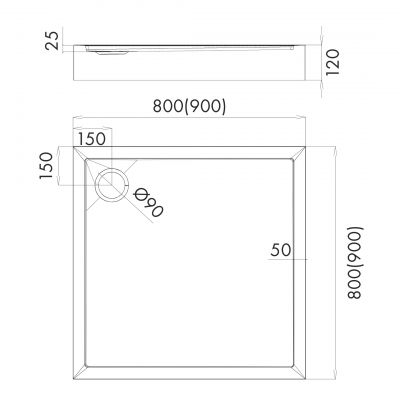 Schedline Cameron Black Stone brodzik 80x80 cm kwadratowy czarny 3ST.C1K-8080/C/ST