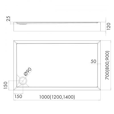 Schedline Cameron Black Stone brodzik 120x80 cm prostokątny czarny 3ST.C1P-80120/C/ST
