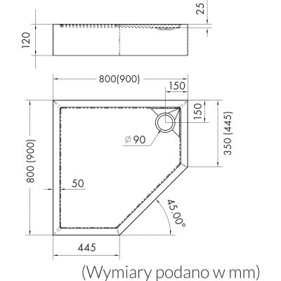 Schedline Cameron Black Stone brodzik 90x90 cm pięciokątny czarny 3ST.C1PK-9090/C/ST