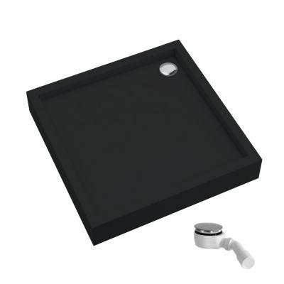Schedline Favory Plus Black Mat brodzik kwadratowy z syfonem 90x90 cm czarny 3ST.F1K-9090/C/MG