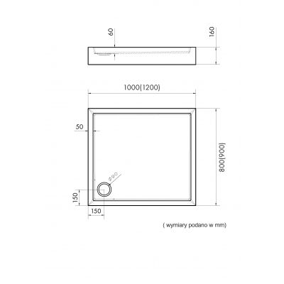 Schedline Favory Plus Black Mat brodzik prostokątny z syfonem 120x90 cm czarny 3ST.F1P-90120/C/MG