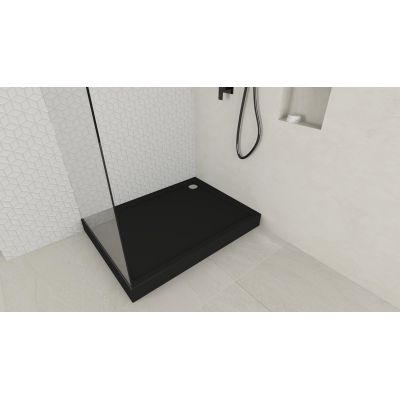 Schedline Favory Plus Black Mat brodzik prostokątny z syfonem 120x90 cm czarny 3ST.F1P-90120/C/MG