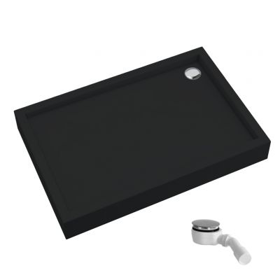 Schedline Favory Plus Black Mat brodzik prostokątny z syfonem 120x90 cm czarny 3ST.F1P-90120/C/MG