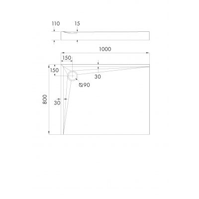 Schedline Solidstep brodzik prostokątny 100x80 cm biały 3ST.S1P-80100