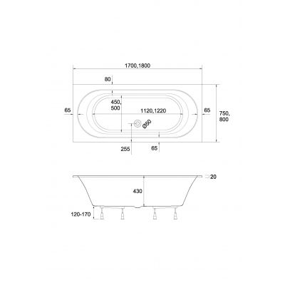 Schedline Celestia wanna prostokątna 180x80 cm biała 3WSP.C1P-18080/B/MG