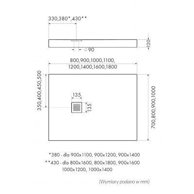 Schedpol New Horizons White Stone brodzik 100x70 cm prostokątny biały 3.3334/B/ST-M2