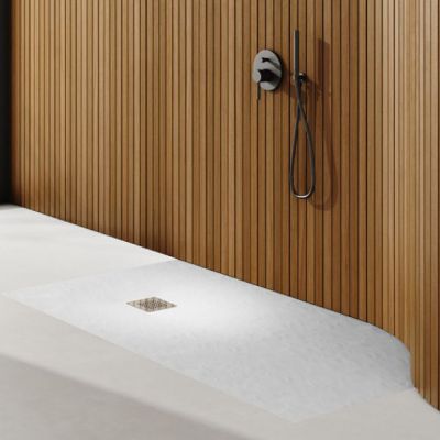 Schedpol Kalait White Stone brodzik prostokątny z maskownicą 160x90 cm biały 3.3121/B/ST-M2