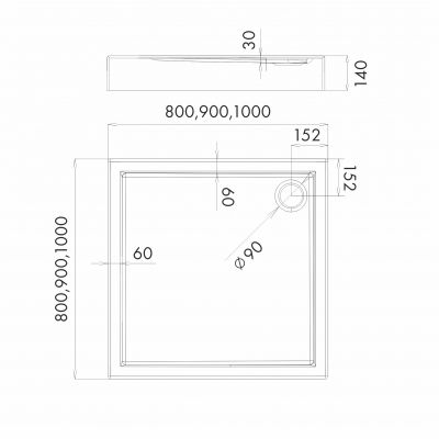 Schedpol Standard Plus brodzik kwadratowy 80x80 cm biały 3.2160