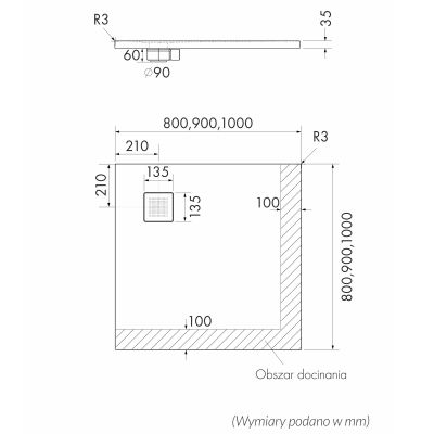 Schedpol Kalait Cashmere Stone brodzik kwadratowy 90x90 cm beżowy 33101PKSTM2