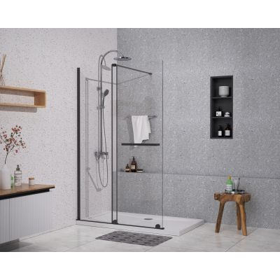 Sea-Horse Creative ścianka prysznicowa walk-in 140 cm czarny mat/szkło przezroczyste BK258T14K