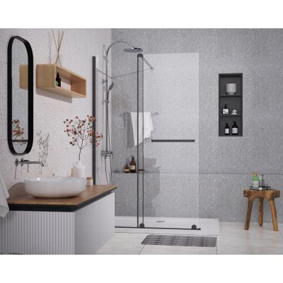Sea-Horse Creative ścianka prysznicowa walk-in 140 cm czarny mat/szkło przezroczyste BK258T14K