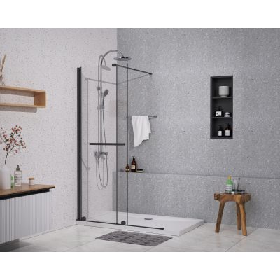 Sea-Horse Creative ścianka prysznicowa walk-in 140 cm czarny mat/szkło przezroczyste BK258T14K