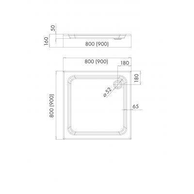 Sea-Horse QBO brodzik kwadratowy 90x90 cm biały BKB422