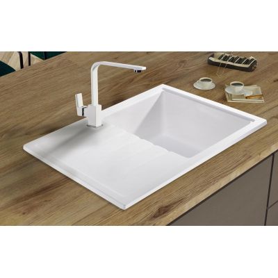Sink Quality Titanite White zlewozmywak granitowy 68x49,5 cm biały TIT.W.1KKO.X