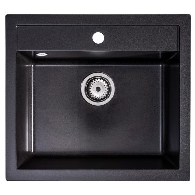 Sink Quality Ferrum Brocade zlewozmywak granitowy 56x51 cm czarny metalik FER.B.1K60.X