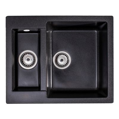 Sink Quality Ferrum Brocade zlewozmywak granitowy 60,5x49 cm czarny metalik FER.B.5KBO.X