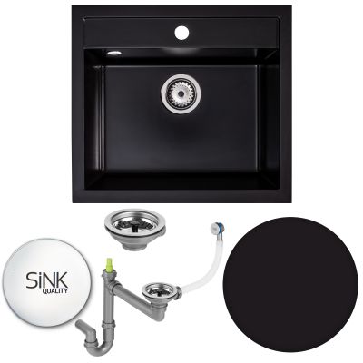Sink Quality Ferrum Black zlewozmywak granitowy 56x51 cm czarny FER.C.1K60.X