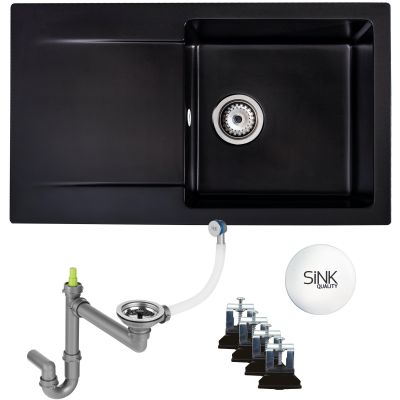 Sink Quality Ferrum Black zlewozmywak granitowy 77x45 cm czarny FER.C.1KDO.X