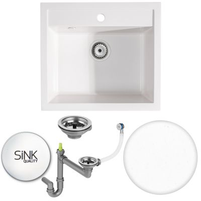 Sink Quality Ferrum White zlewozmywak granitowy 56x51 cm biały FER.W.1K60.X