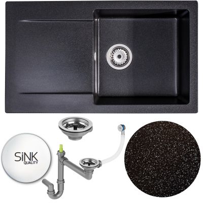 Sink Quality Magnesia Brocade zlewozmywak granitowy 76,5x44,8 cm czarny metalik MAG.B.1KDO.X