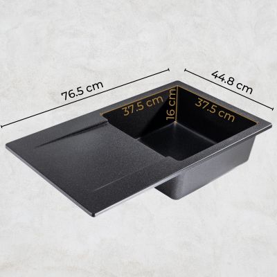 Sink Quality Magnesia Brocade zlewozmywak granitowy 76,5x44,8 cm czarny metalik MAG.B.1KDO.X