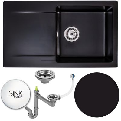 Sink Quality Magnesia Black zlewozmywak granitowy 76,5x44,8 cm czarny MAG.C.1KDO.X